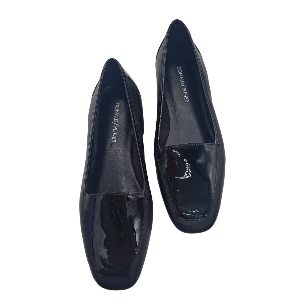 Donald Pliner Deedee Loafers Women's Size 7 M Black Patent Leather‎ Square Toe